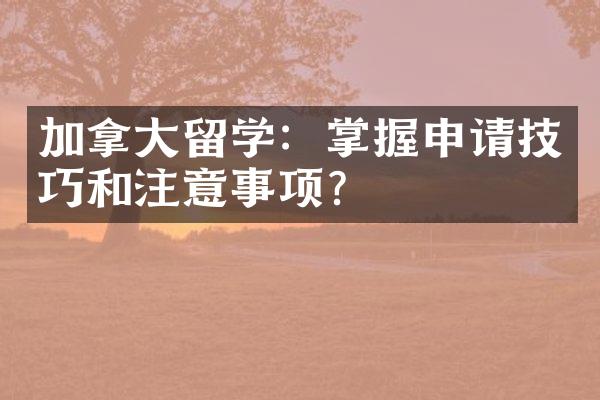 加拿留学：掌握申请技巧和注意事项？