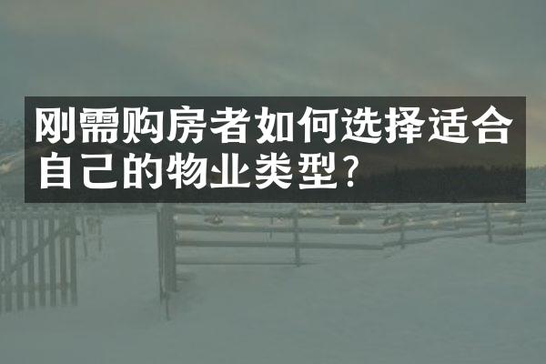 刚需购房者如何选择适合自己的物业类型？