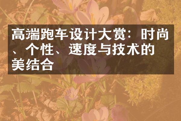 高端跑车设计赏：时尚、个性、速度与技术的完美结合