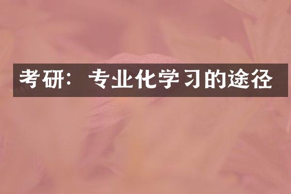 考研：专业化学习的途径