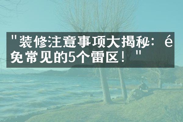 "装修注意事项大揭秘：避免常见的5个雷区！"