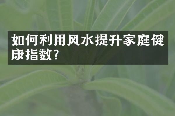 如何利用风水提升家庭健康指数？