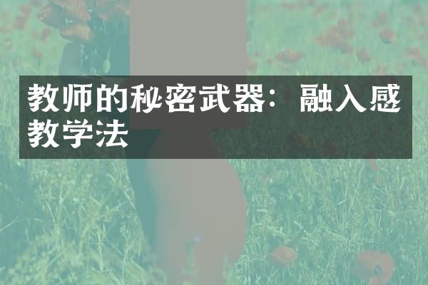 教师的秘密武器：融入感教学法