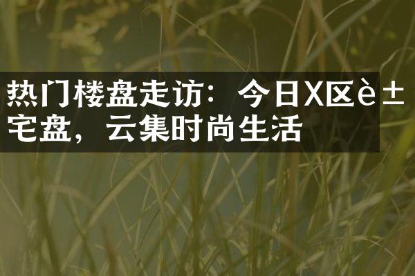 热门楼盘走访：今日X区豪宅盘，云集时尚生活