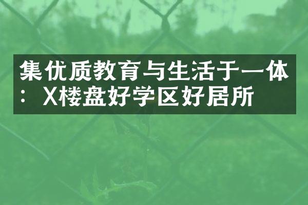 集优质教育与生活于一体：X楼盘好学区好居所