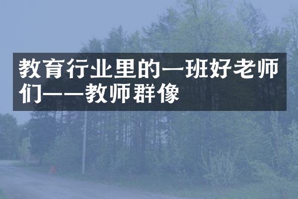 教育行业里的一班好老师们——教师群像