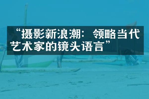 “摄影新浪潮：领略当代艺术家的镜头语言”