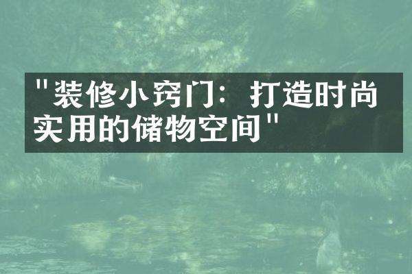 "装修小窍门：打造时尚又实用的储物空间"