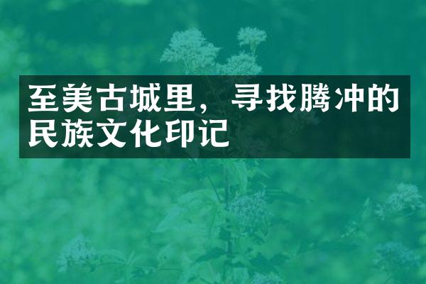 至美古城里，寻找腾冲的民族文化印记