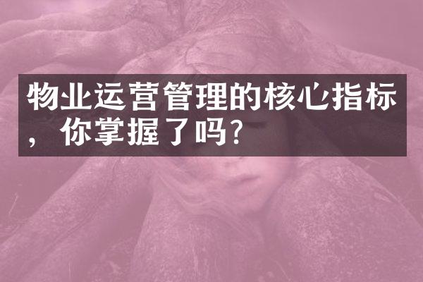 物业运营管理的核心指标，你掌握了吗？