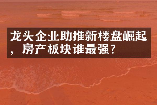 龙头企业助推新楼盘崛起，房产板块谁最强？