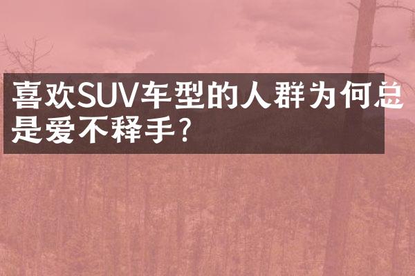 喜欢SUV车型的人群为何总是爱不释手？