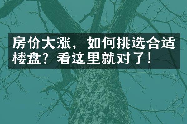 房价大涨，如何挑选合适楼盘？看这里就对了！