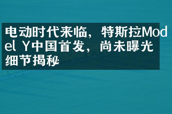 电动时代来临，特斯拉Model Y中国首发，尚未曝光的细节揭秘