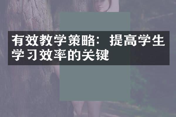 有效教学策略：提高学生学效率的关键