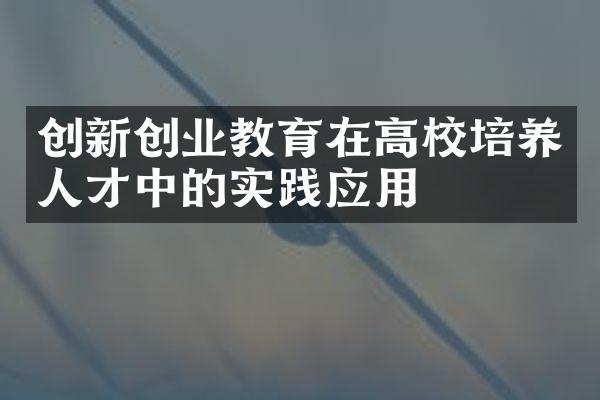 创新创业教育在高校培养人才中的实践应用