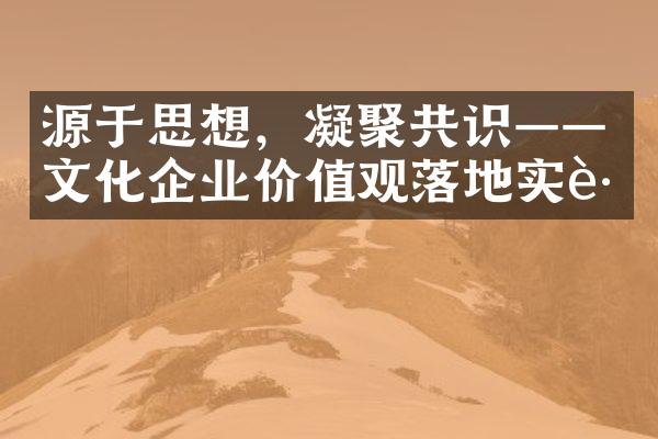 源于思想，凝聚共识——文化企业价值观落地实践