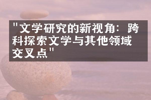 "文学研究的新视角：跨学科探索文学与其他领域的交叉点"