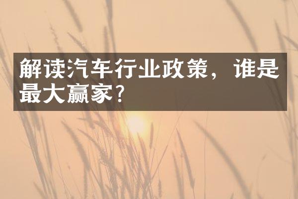 解读汽车行业政策，谁是最赢家？