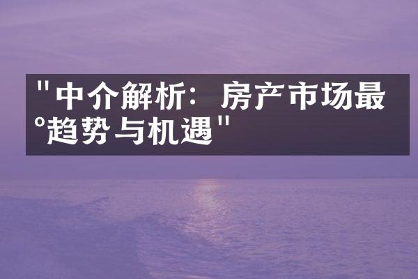 "中介解析：房产市场最新趋势与机遇"