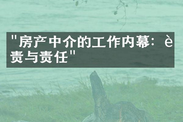 "房产中介的工作内幕：职责与责任"