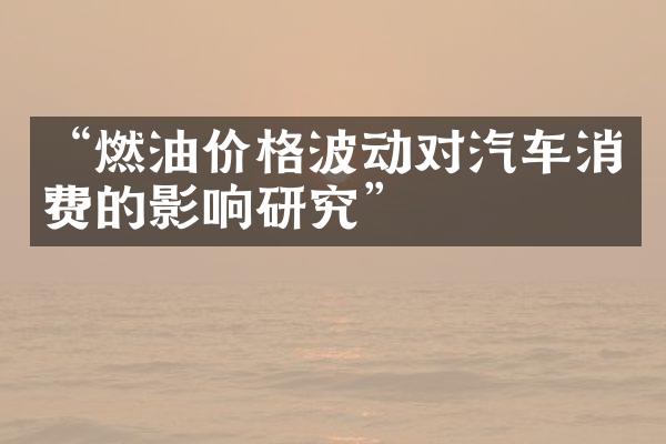 “燃油价格波动对汽车消费的影响研究”