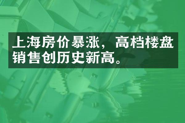 上海房价暴涨，高档楼盘销售创历史新高。