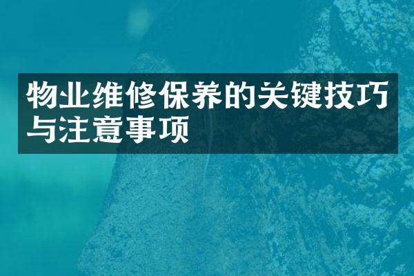 物业维修保养的关键技巧与注意事项