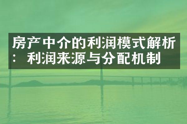 房产中介的利润模式解析：利润来源与分配机制