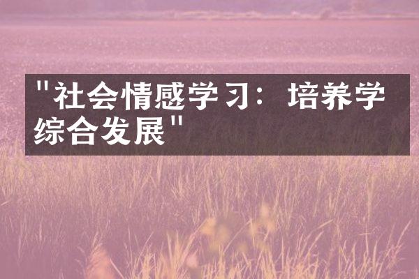 "社会情感学习：培养学生综合发展"