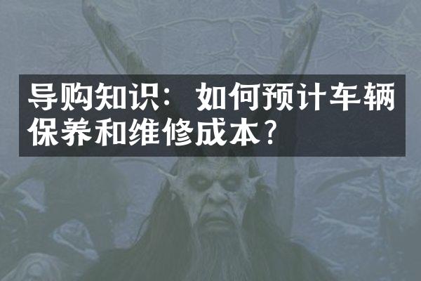 导购知识：如何预计车辆保养和维修成本？