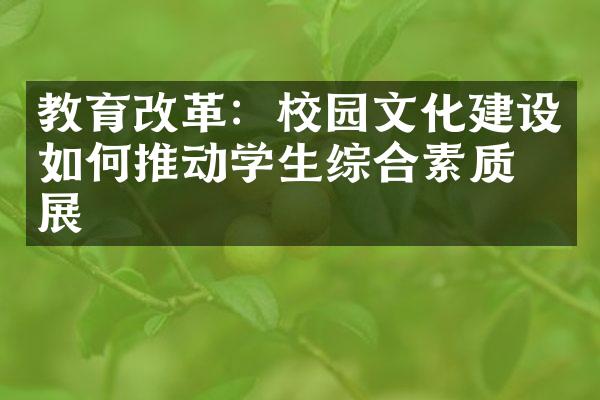 教育改革：校园文化建设如何推动学生综合素质发展