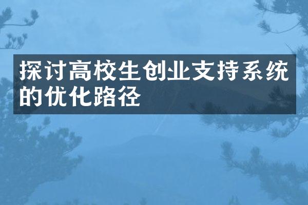 探讨高校生创业支持系统的优化路径