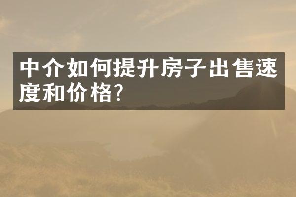 中介如何提升房子出售速度和价格？