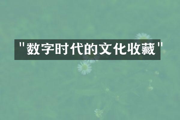 "数字时代的文化收藏"