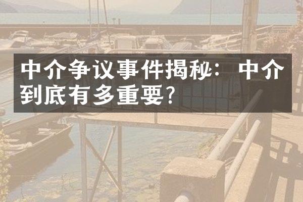 中介争议事件揭秘：中介到底有多重要？