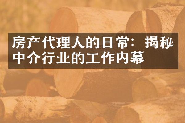 房产代理人的日常：揭秘中介行业的工作内幕