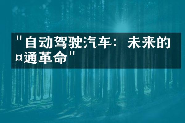 "自动驾驶汽车：未来的交通革命"