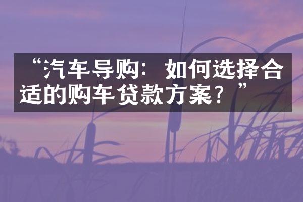 “汽车导购：如何选择合适的购车贷款方案？”