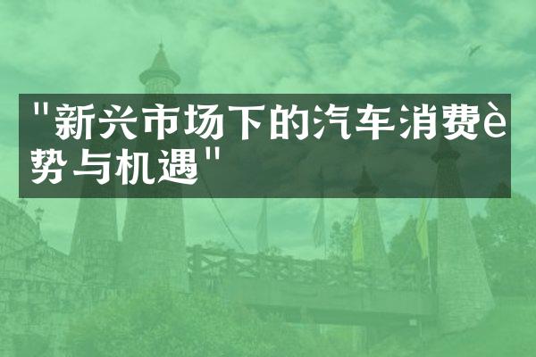 "新兴市场下的汽车消费趋势与机遇"