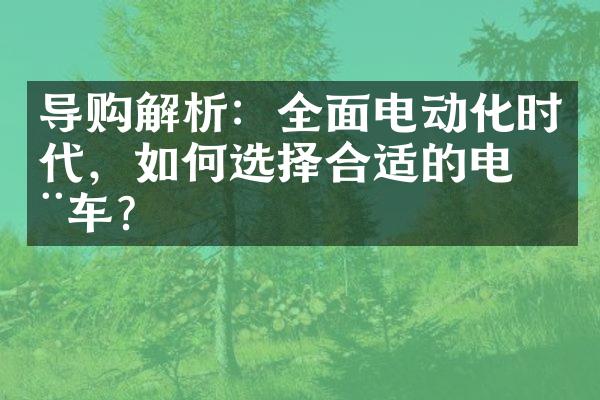 导购解析：全面电动化时代，如何选择合适的电动车？