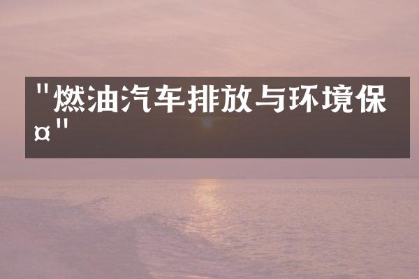 "燃油汽车排放与环境保护"