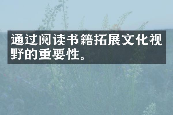 通过阅读书籍拓展文化视野的重要性。