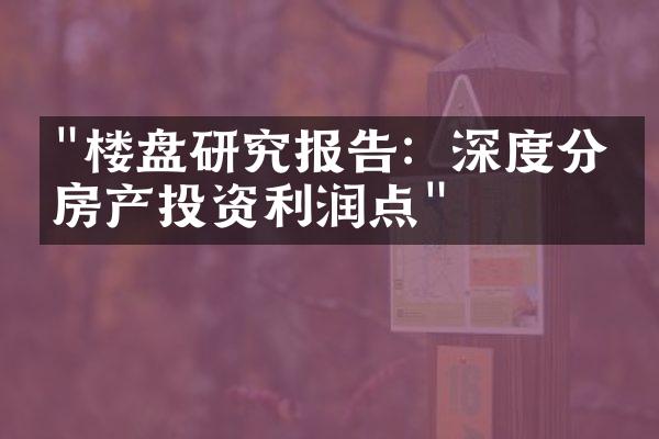 "楼盘研究报告：深度分析房产投资利润点"