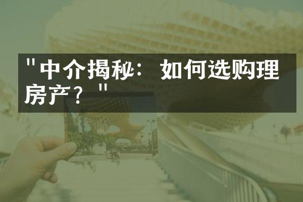 "中介揭秘：如何选购理想房产？"