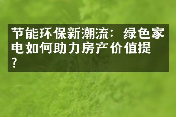 节能环保新潮流：绿色家电如何助力房产价值提升？