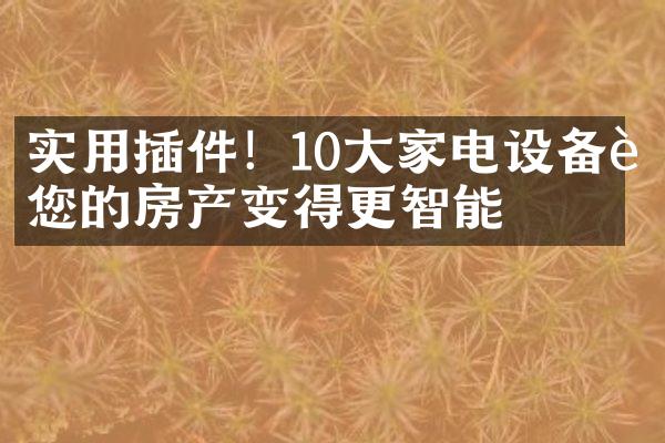 实用插件！10大家电设备让您的房产变得更智能