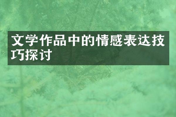 文学作品中的情感表达技巧探讨