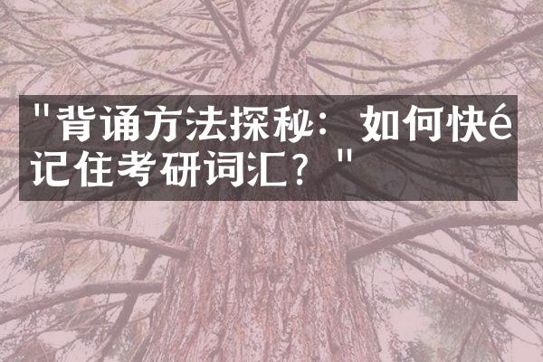 "背诵方法探秘：如何快速记住考研词汇？"