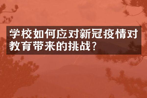 学校如何应对新冠疫情对教育带来的挑战？